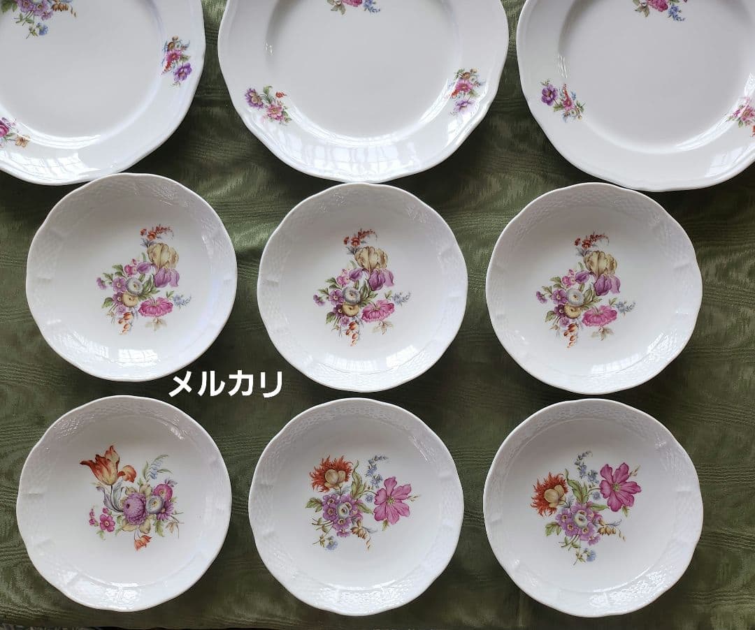 ジノリ サックスフラワー 12枚 丸皿 大皿 セット 27cm 19cm