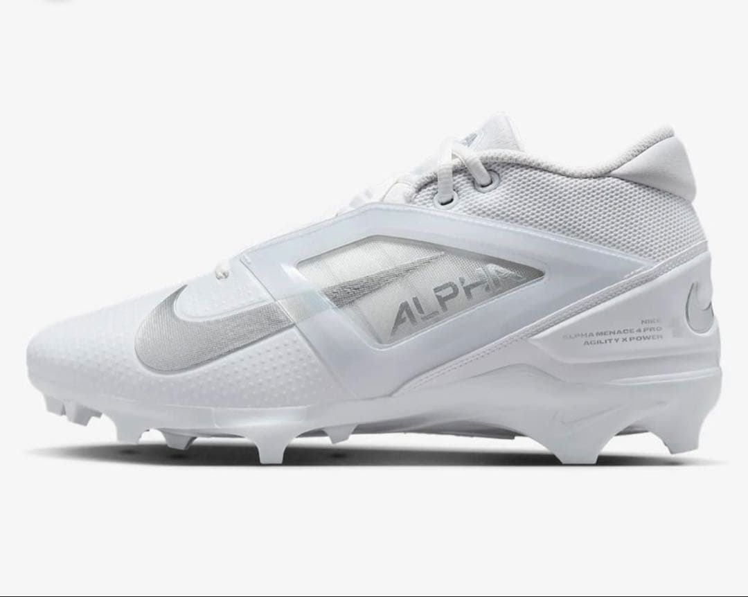 ナイキ 25.5 アルファメナス プロ アメフト スパイク シューズ 靴 白 g
