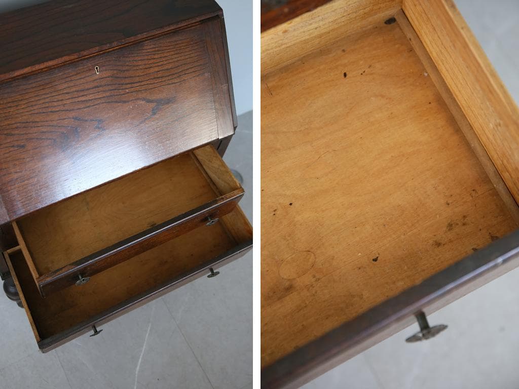 英国アンティーク木製ライティングビューロー/デスク/勉強机/テーブル(91-10