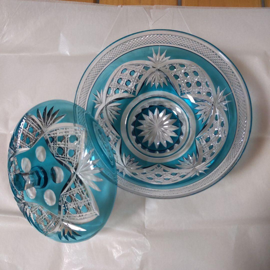 切子　松添春義作　蓋付クリスタルガラス　希少