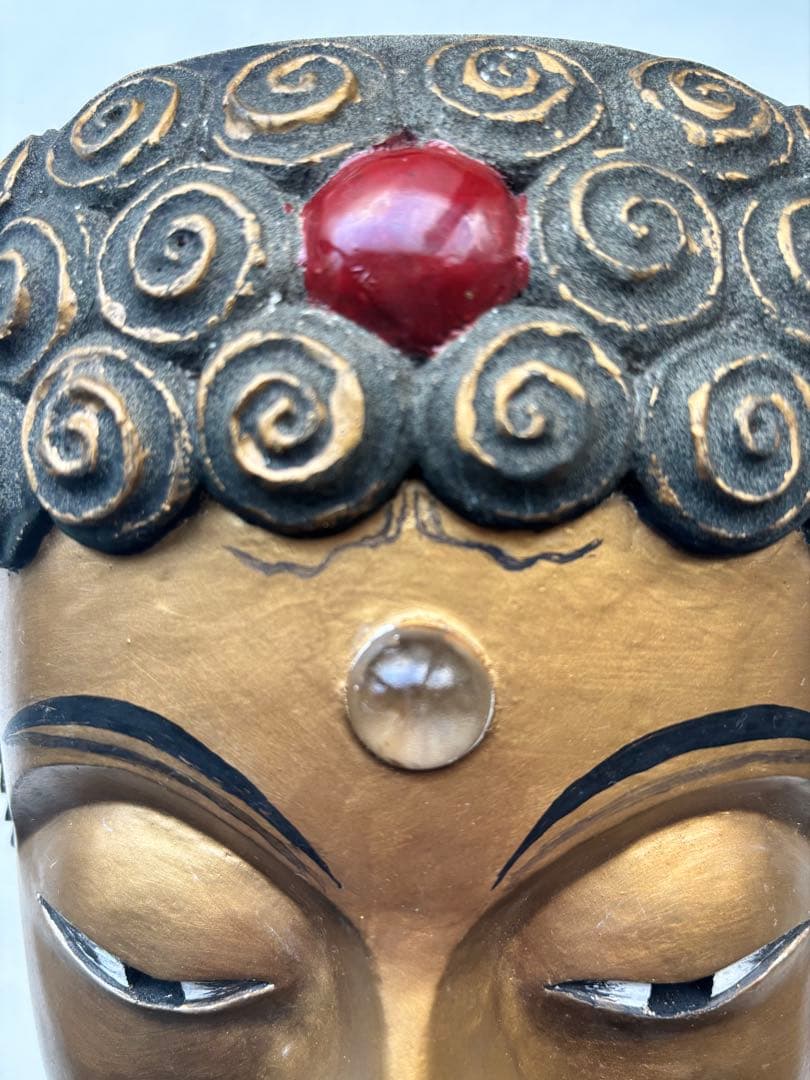 能面　釈迦　木彫り　作家物