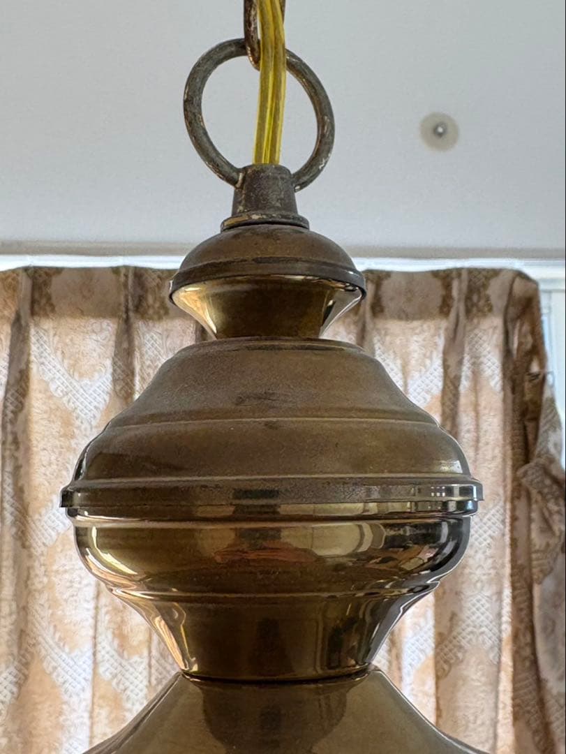 フランスアンティーク 六角形 ランタン型 真鍮 ペンダントランプ 吊り下げ式
