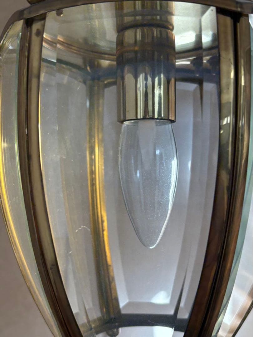 フランスアンティーク 六角形 ランタン型 真鍮 ペンダントランプ 吊り下げ式