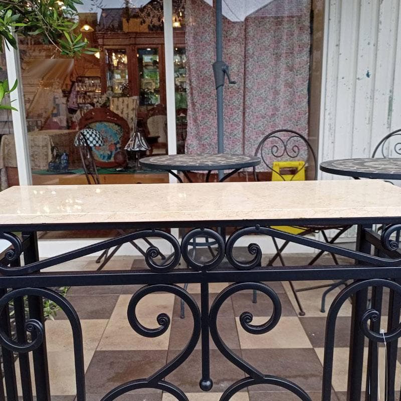 コンソール 石天板 幅62cm フラワースタンド ロートアイアン 638-614