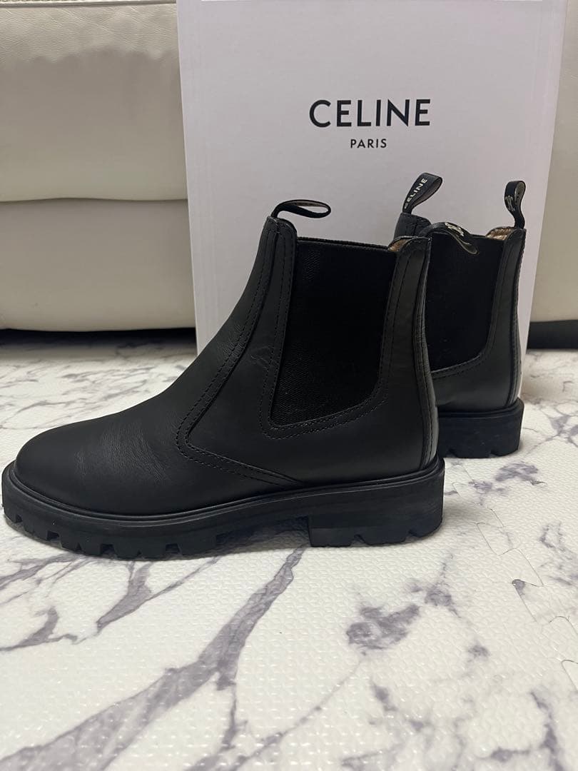 CELINE セリーヌ チェルシー トリオンフ マーガレット ブーツ 黒　39