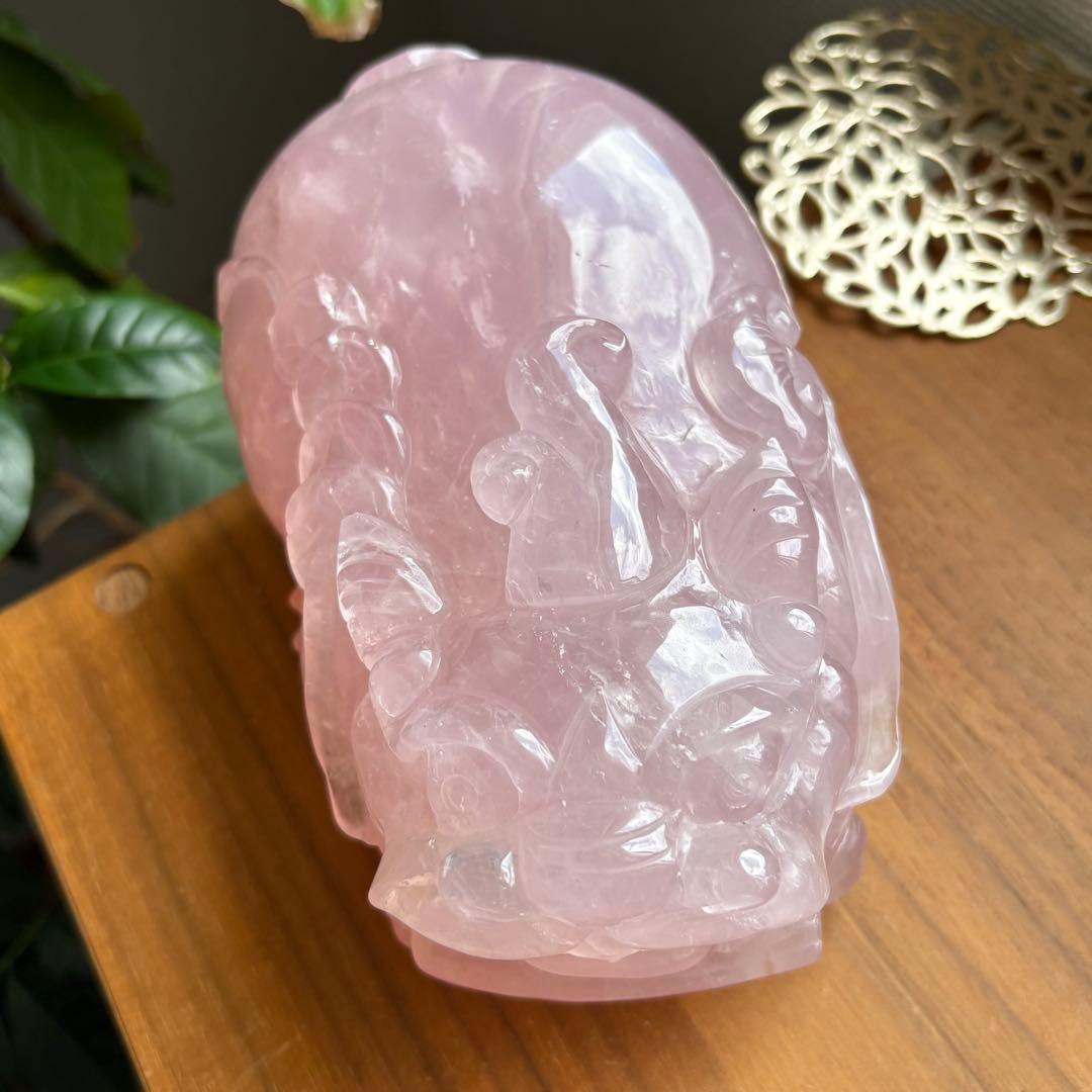 大型サイズ 天然石ローズクォーツ 貔貅（ひきゅう）置物2.8kg