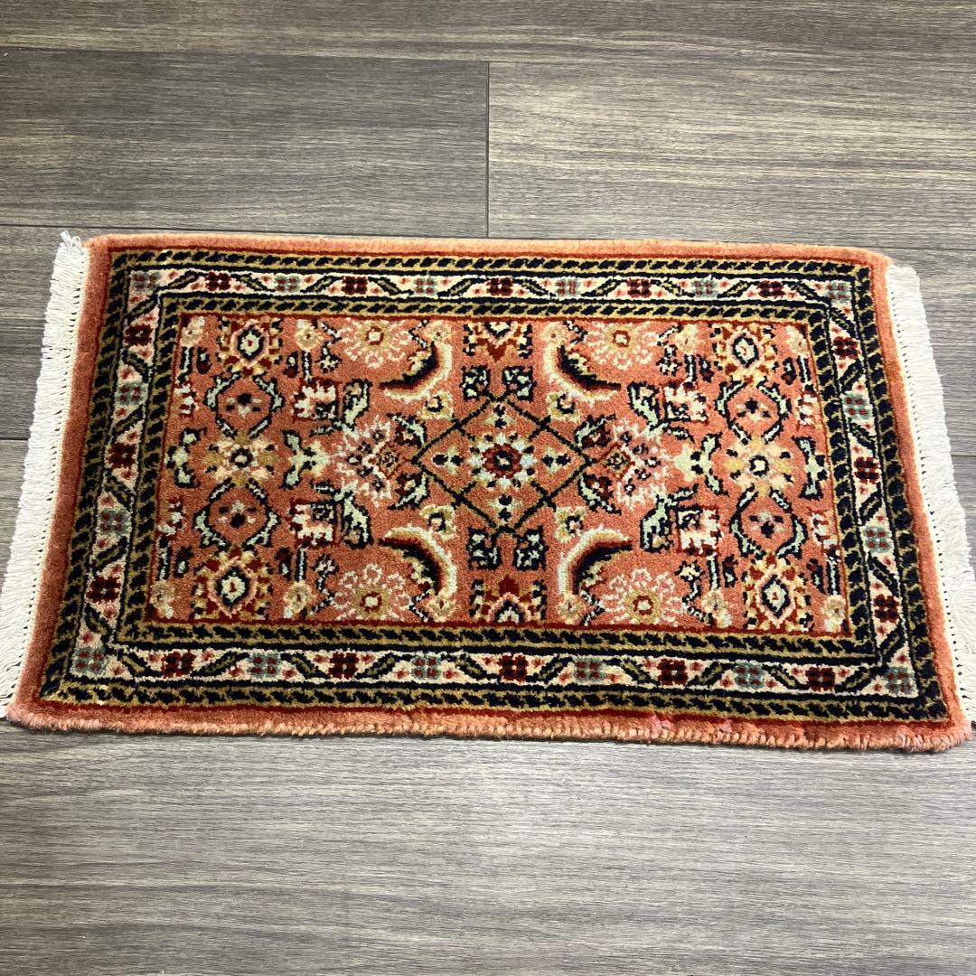38cmx59cmアンテイク絨毯ミニラグペルシア絨毯　ヴィンテージ ラグ
