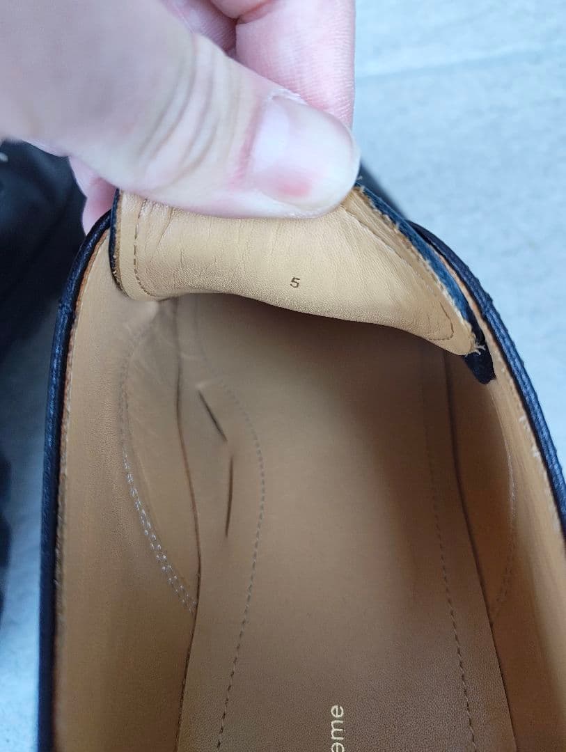 黒 レザー モカシンシューズ サイズ5