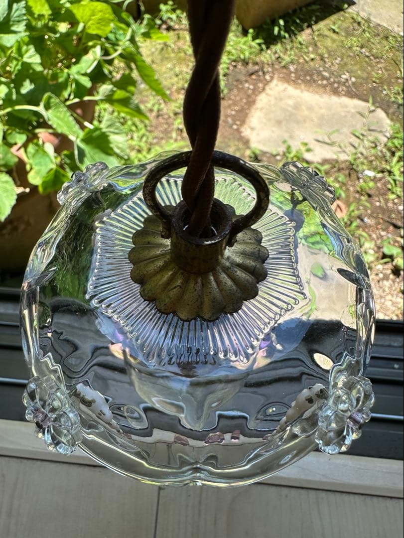 20's フランス アンティーク ピンクムラーノガラスの可愛いミニシャンデリア＊