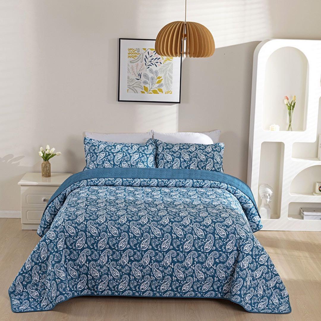 キルトベッドカバー3点セット綿マルチカバー キルティング 002