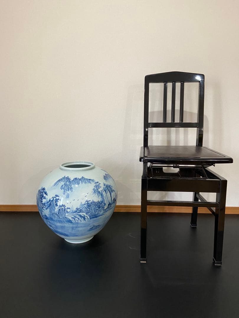 白磁　投入れ花器　1尺3寸　山水図大壺　太盛陶窯