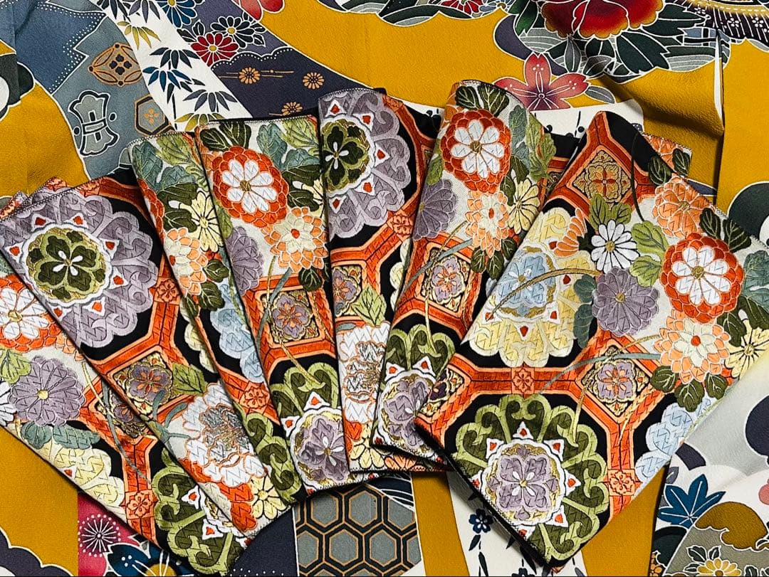 新品　最高級本振袖　京紅型巨匠宮崎良次先生作品 振袖用高級唐織袋帯　フルセット
