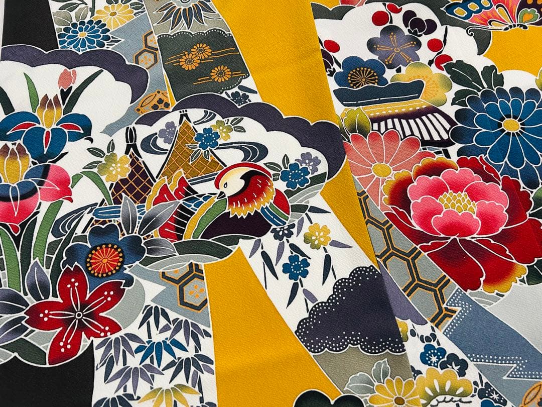 新品　最高級本振袖　京紅型巨匠宮崎良次先生作品 振袖用高級唐織袋帯　フルセット