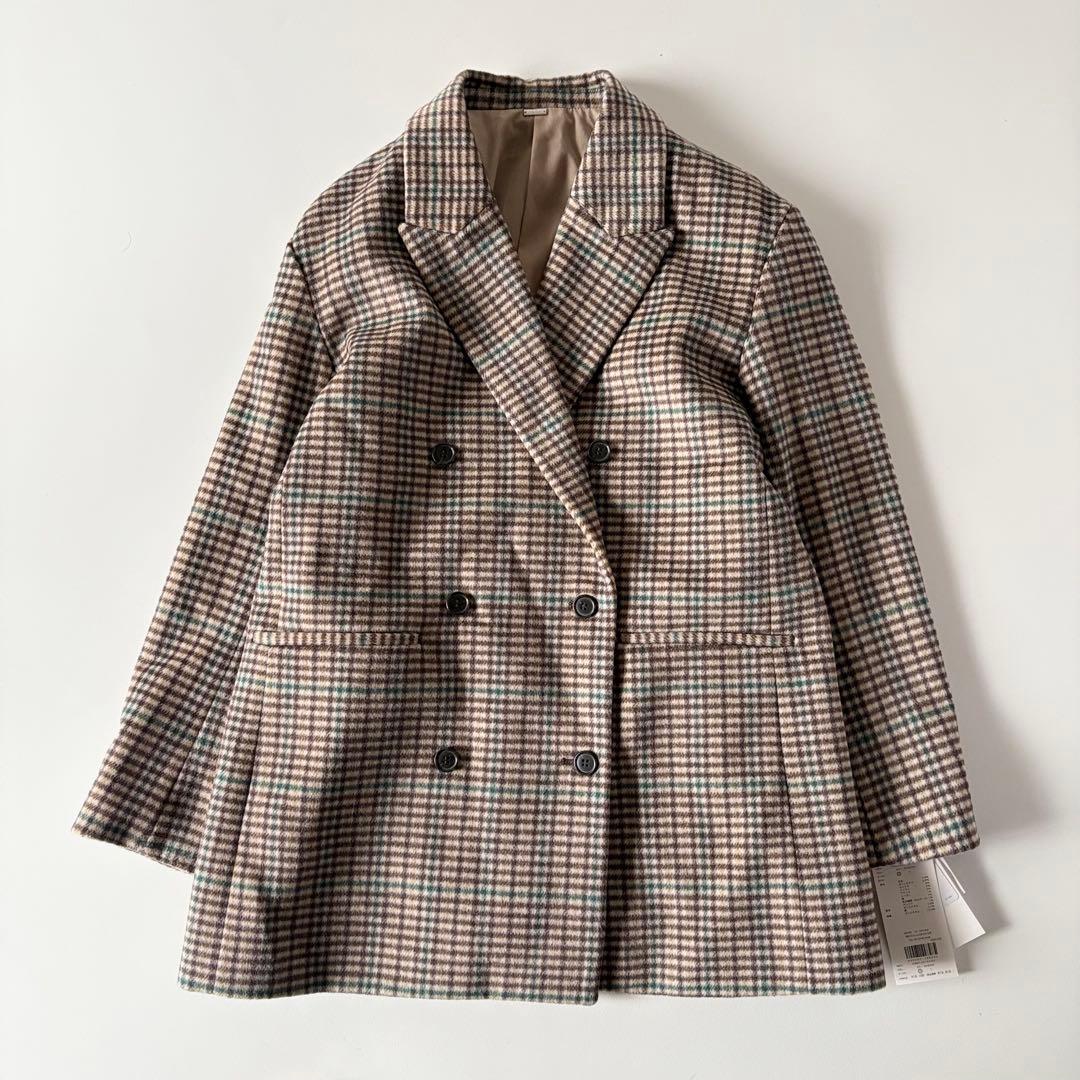 新品♡　ミラオーウェン　カシミヤアンゴラ混　テーラードダブルジャケットコート