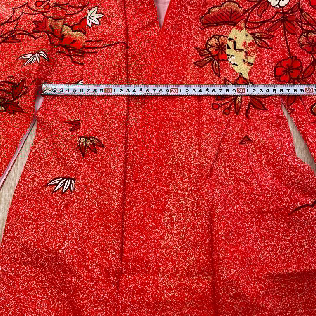 七五三用 赤色 花柄 和風衣装 鞠 着物 襦袢