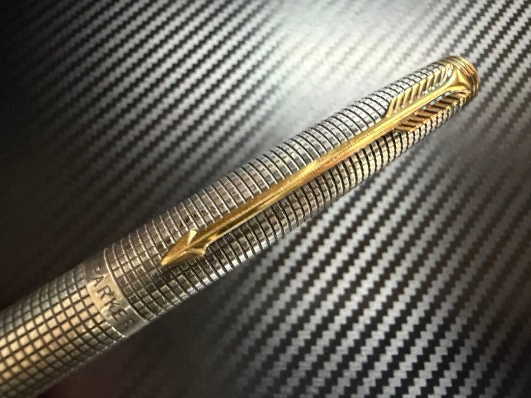 極美品 パーカー フラットトップ 75 65 F 万年筆 スターリングシルバー