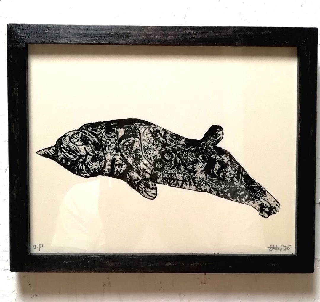 額付き銅版画作品　title「寂しがりやのレノン」