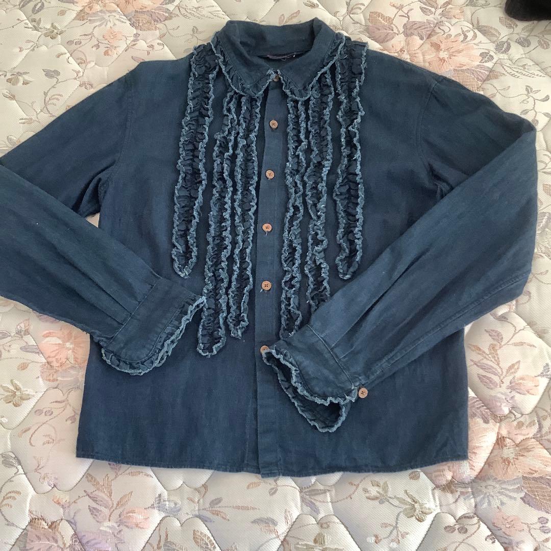45rpm インディゴフリルブラウス