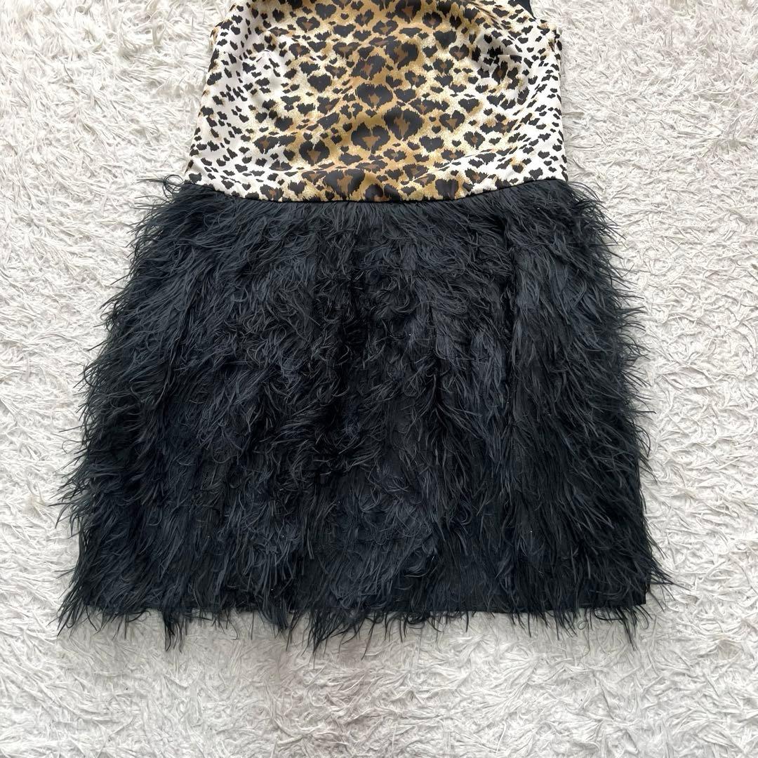 レッドヴァレンティノ ワンピース レオパード オーストリッチフェザー 38