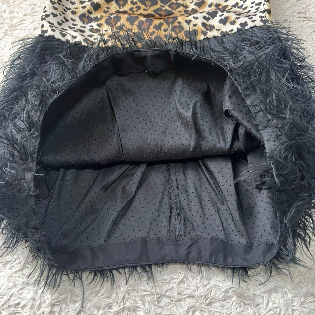 レッドヴァレンティノ ワンピース レオパード オーストリッチフェザー 38