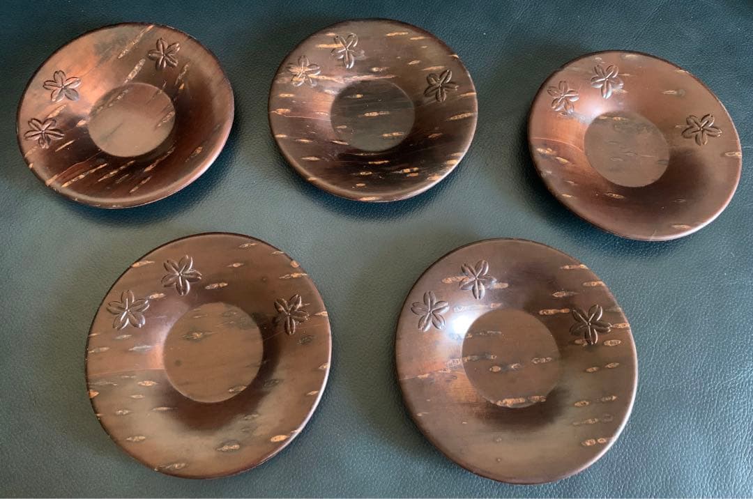 桜皮細工　茶道具　茶櫃　角形　茶托　菓子皿　お盆　皿　器　伝統工芸　漆器　螺鈿