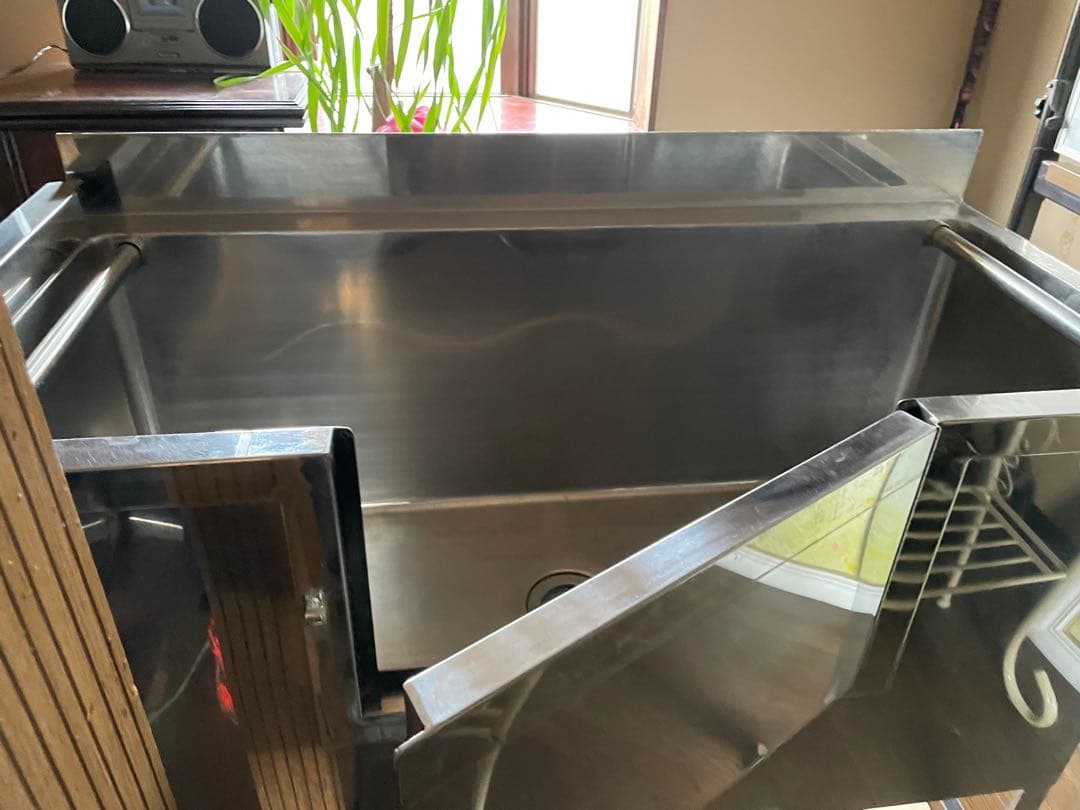 大型 ステンレス製 バスタブ 排水口付き