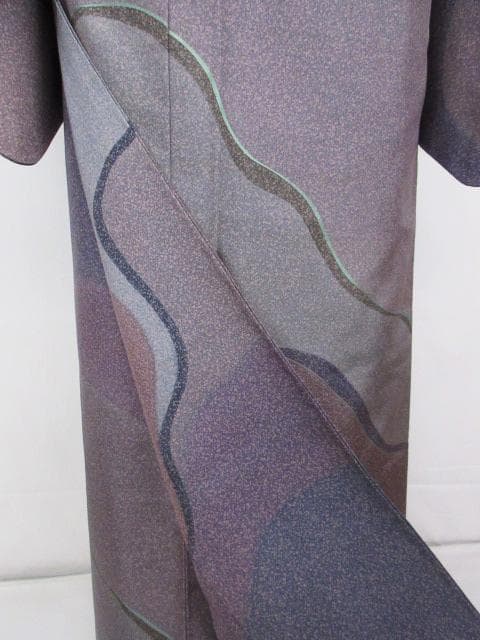 未着用に近い！本場縞大島紬＊寿紬工場＊たたき染め＊訪問着＊横幅大＊１６５ｃｍ