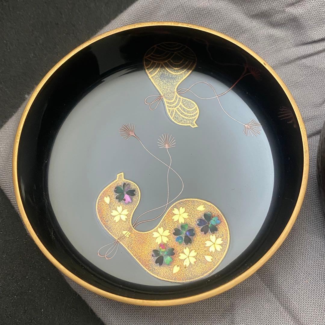 和紙貼六瓢蒔絵　大棗　瓢箪 麗子作　和紙貼　茶席