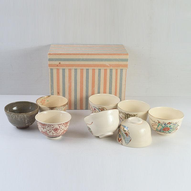 茶道具　京焼　清水焼　宮地英香　小栗龍靖　井原瑞雲など　茶碗　八客　V9244A