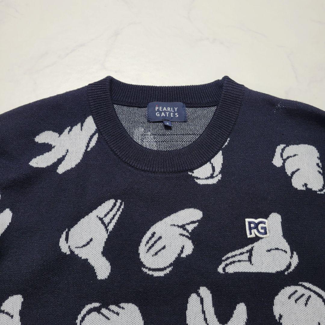 PEARLY GATES ミッキーマウス 総柄ニット セーター XL　黒 メンズ