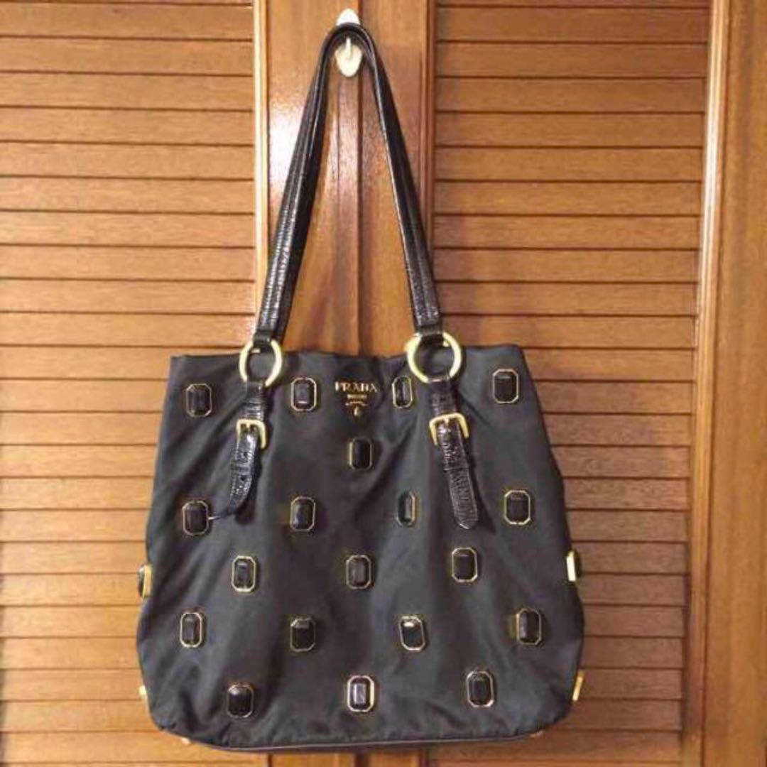 プラダ ショルダー バッグ　ビジュー　 トートバッグ　正規品　レア　prada