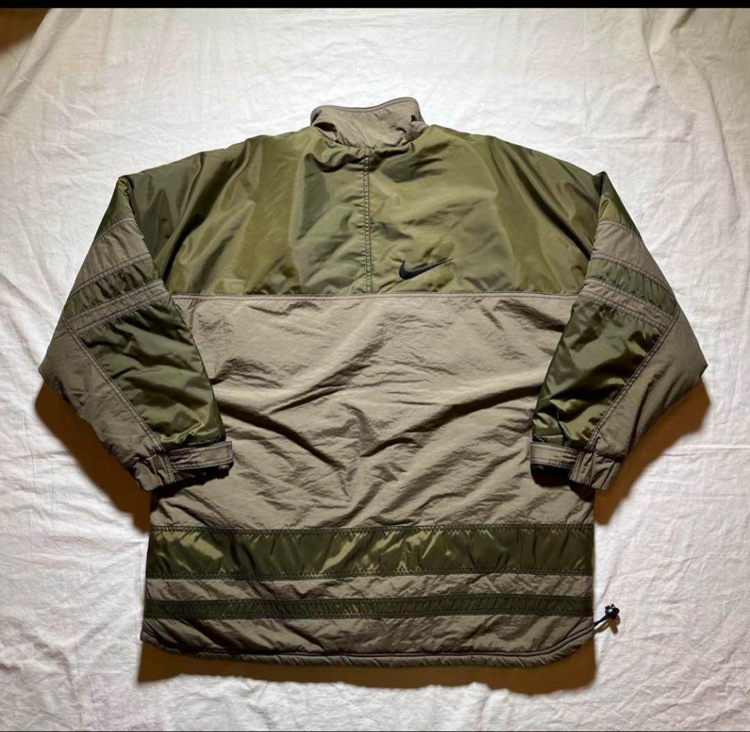 90s NIKE パフジャケット カーキ グリーン サイズXL