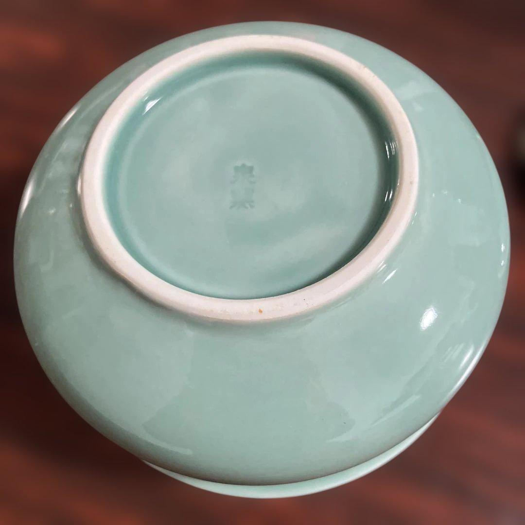 (1-135)青磁 飛青磁 陶器 茶道具セット風炉用柄杓付き