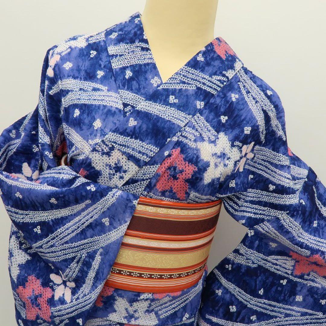 美品 有松鳴海絞り 桔梗 高級浴衣 着物 A3352