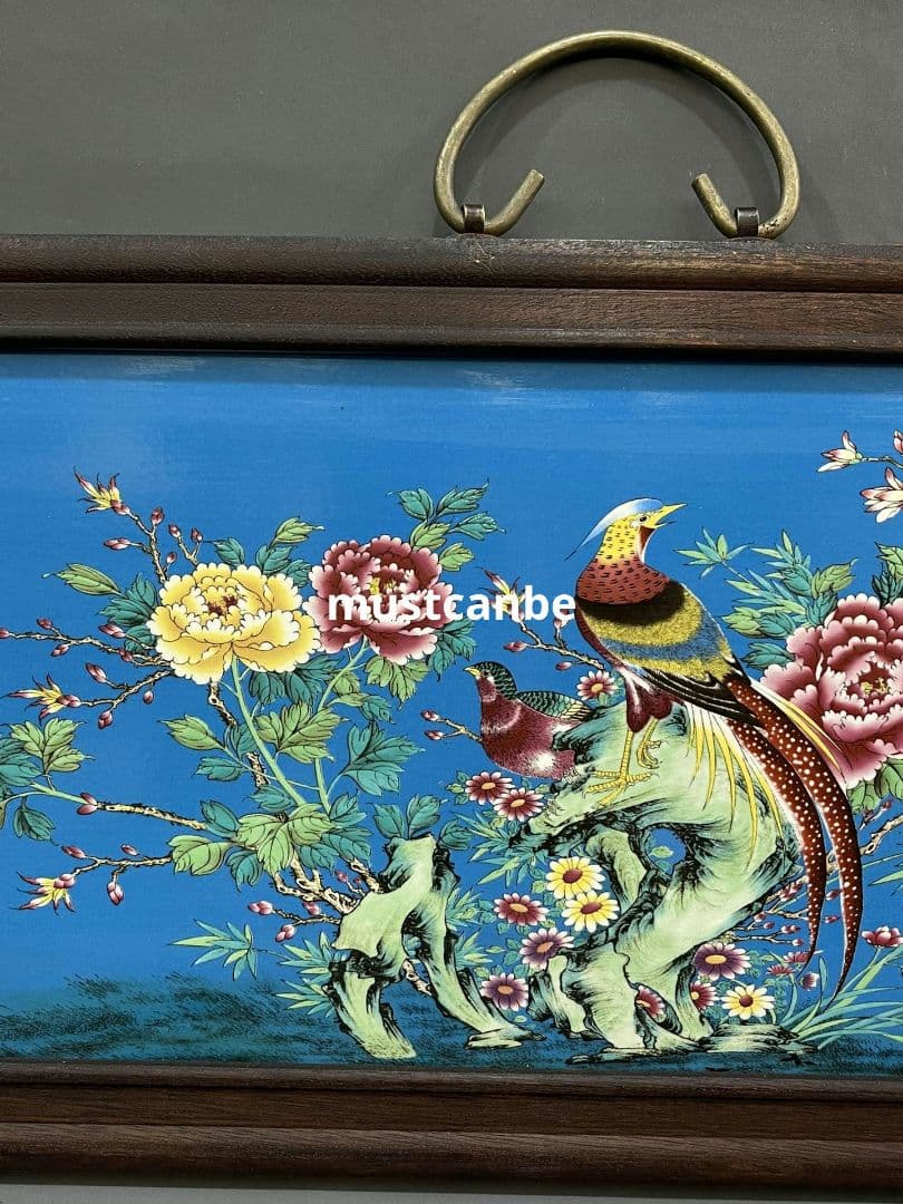 景徳鎮 繁花似錦花鳥陶板画 応接間 玄関書斎 茶室 掛屏 装飾品 工芸品 置物