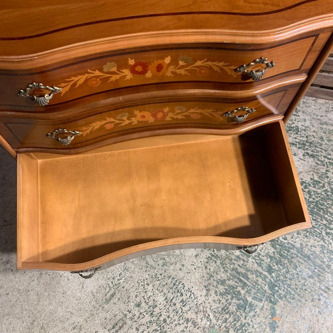 K530 猫脚 ヨーロッパ家具 象嵌細工 3段チェスト アンティーク家具