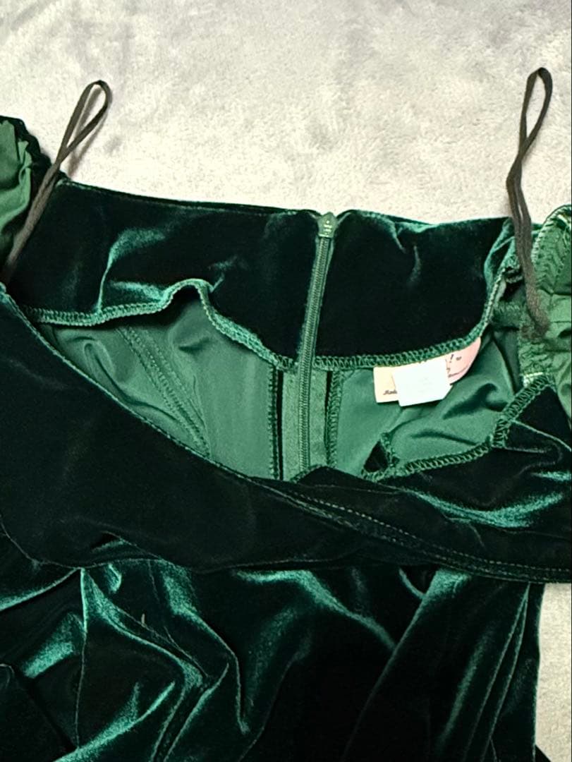 u'ino! ハワイ　ベロア　ドレス　グリーン　S フラダンス　衣装