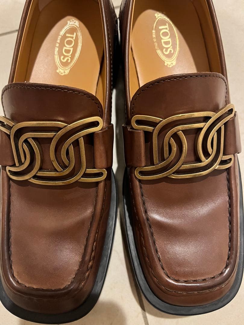 トッズ　ローファー　36.5（23.5）ブラウンレザー厚底ゴールド金具