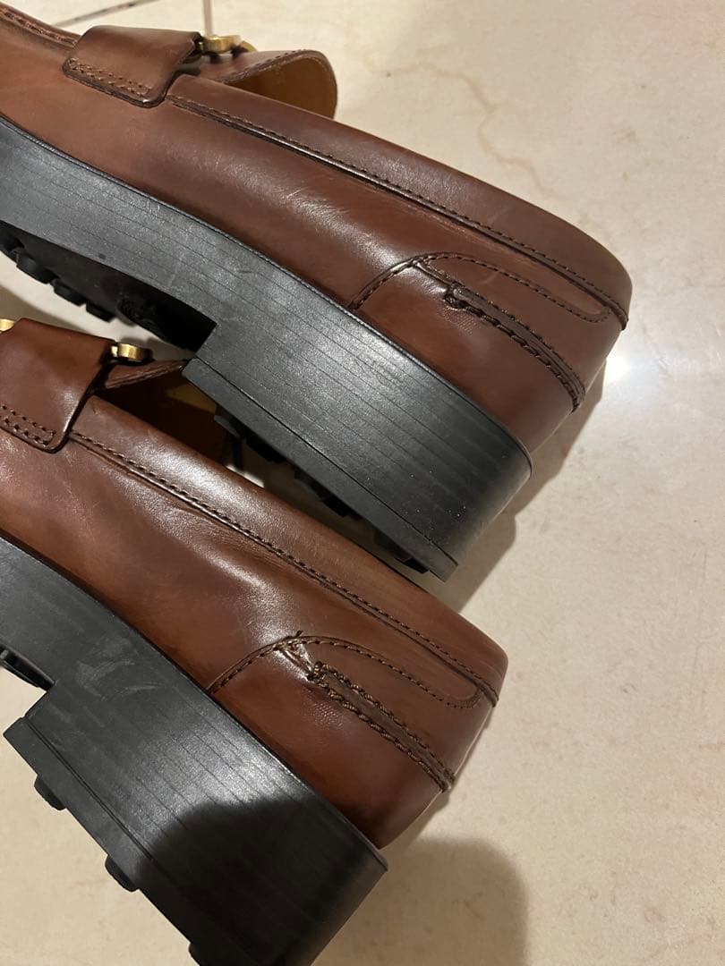 トッズ　ローファー　36.5（23.5）ブラウンレザー厚底ゴールド金具