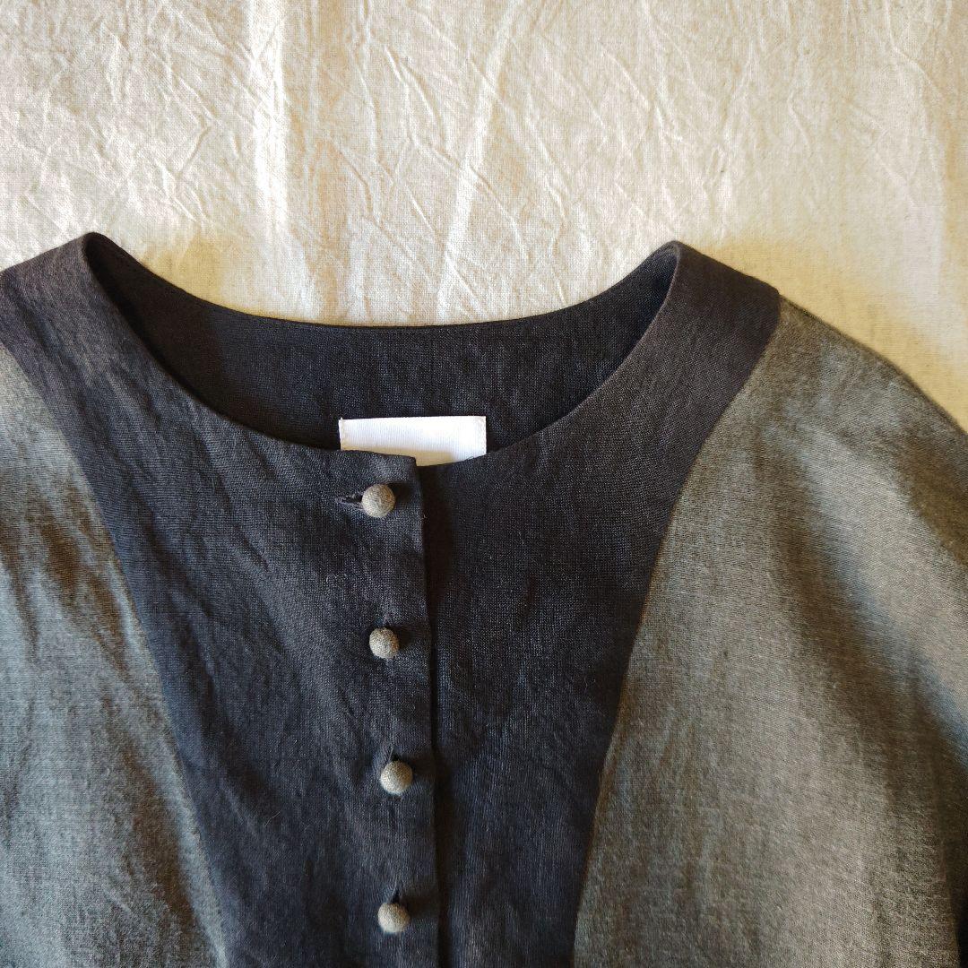 MAGALI マガリ ブラッシュドベルギーリネンカーディガン チャコール