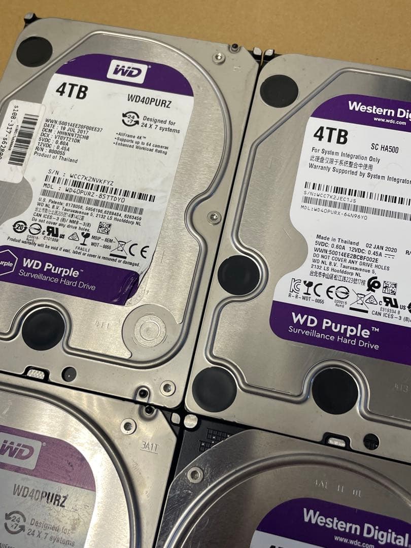 外付けハードディスク・ドライブ WD Purple(4TBx4)(6TBx2)(2TBx1) 30TB HDD