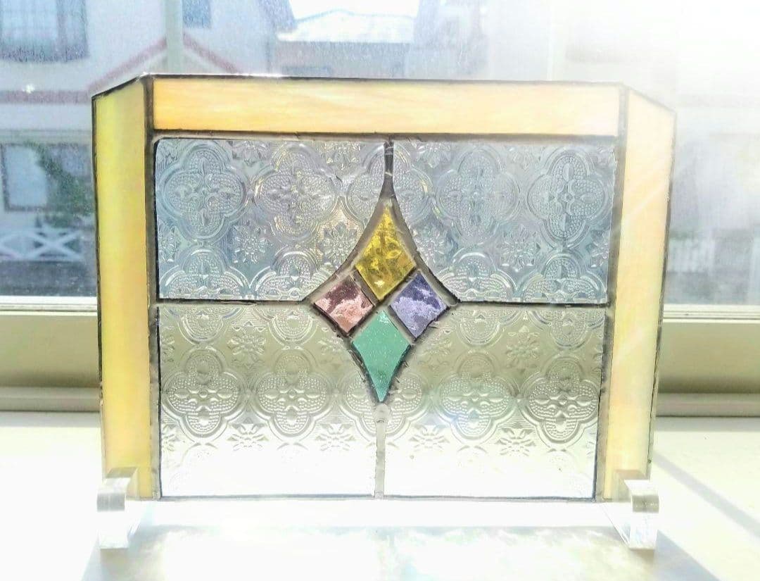 ステンドグラス　ひな人形のオーナメント(パネル付)