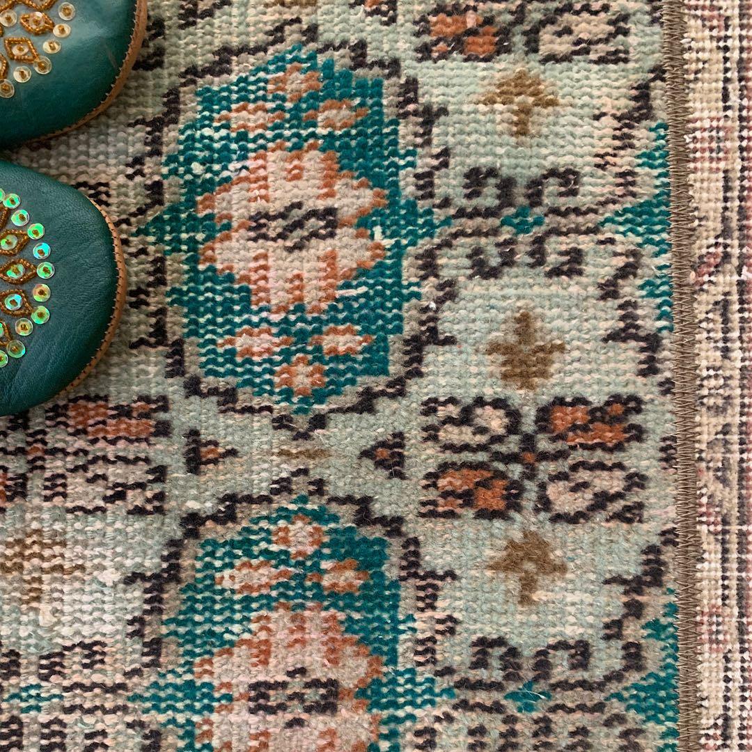 ランナー　モロッカンタイル　120×58パッチワーク　トルコヴィンテージラグ