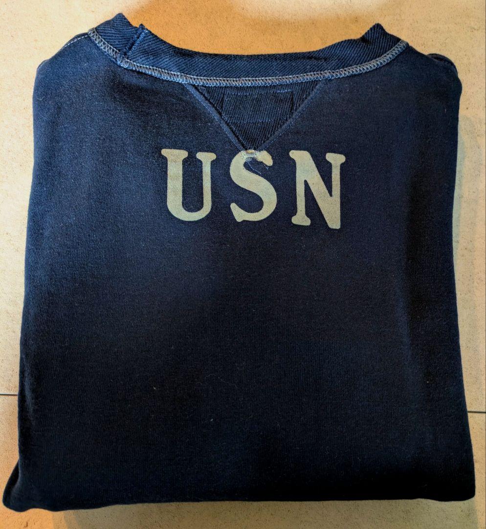 リアルマッコイズ USNロゴ ネイビー クルーネック スウェット