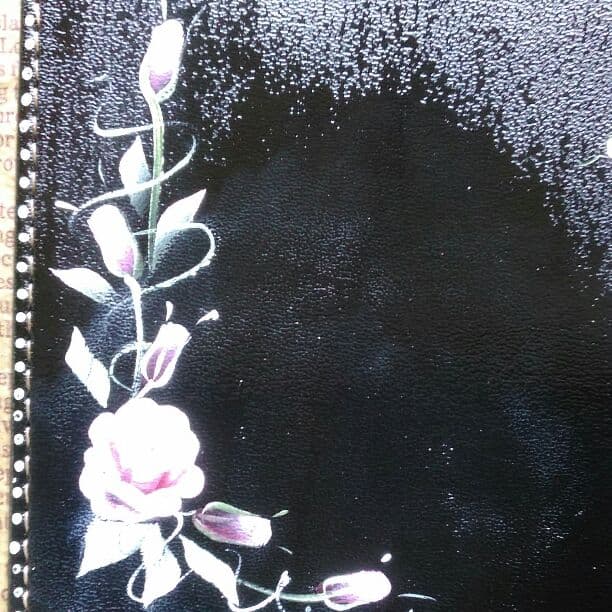 トールペイント　お売約済み❤薬手帳カバー黒×ピンク