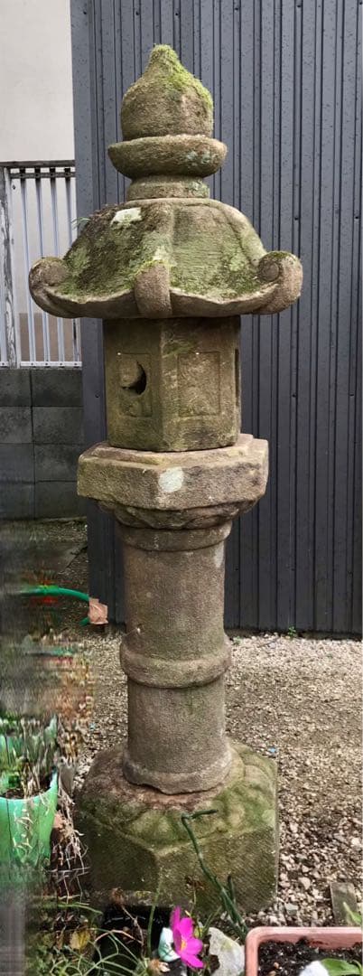 【天然石・春日灯篭・茶庭灯篭・坪庭灯篭】庭石オブジェ箱庭造園ガーデニング苔庭燈籠