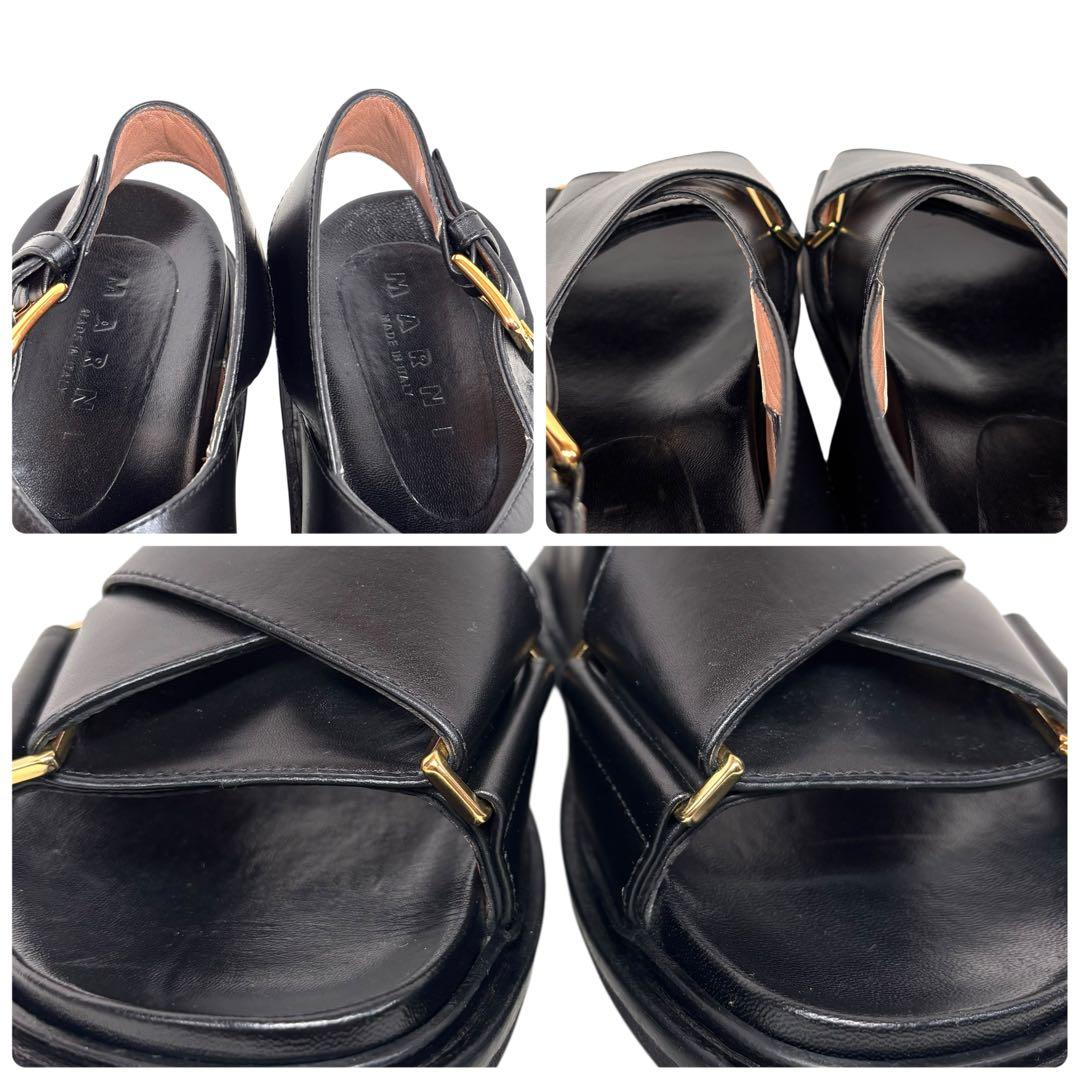 マルニ MARNI 36 23 フスベットサンダル クロスベルト ブラック 黒