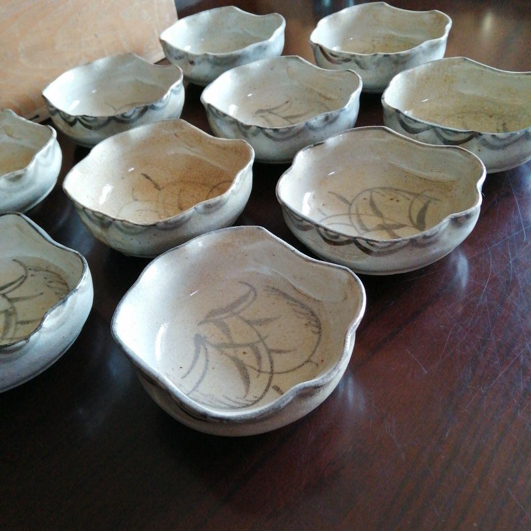 瀬戸焼　加藤作助　志野向付　10客　12.5cm　大正〜昭和初期