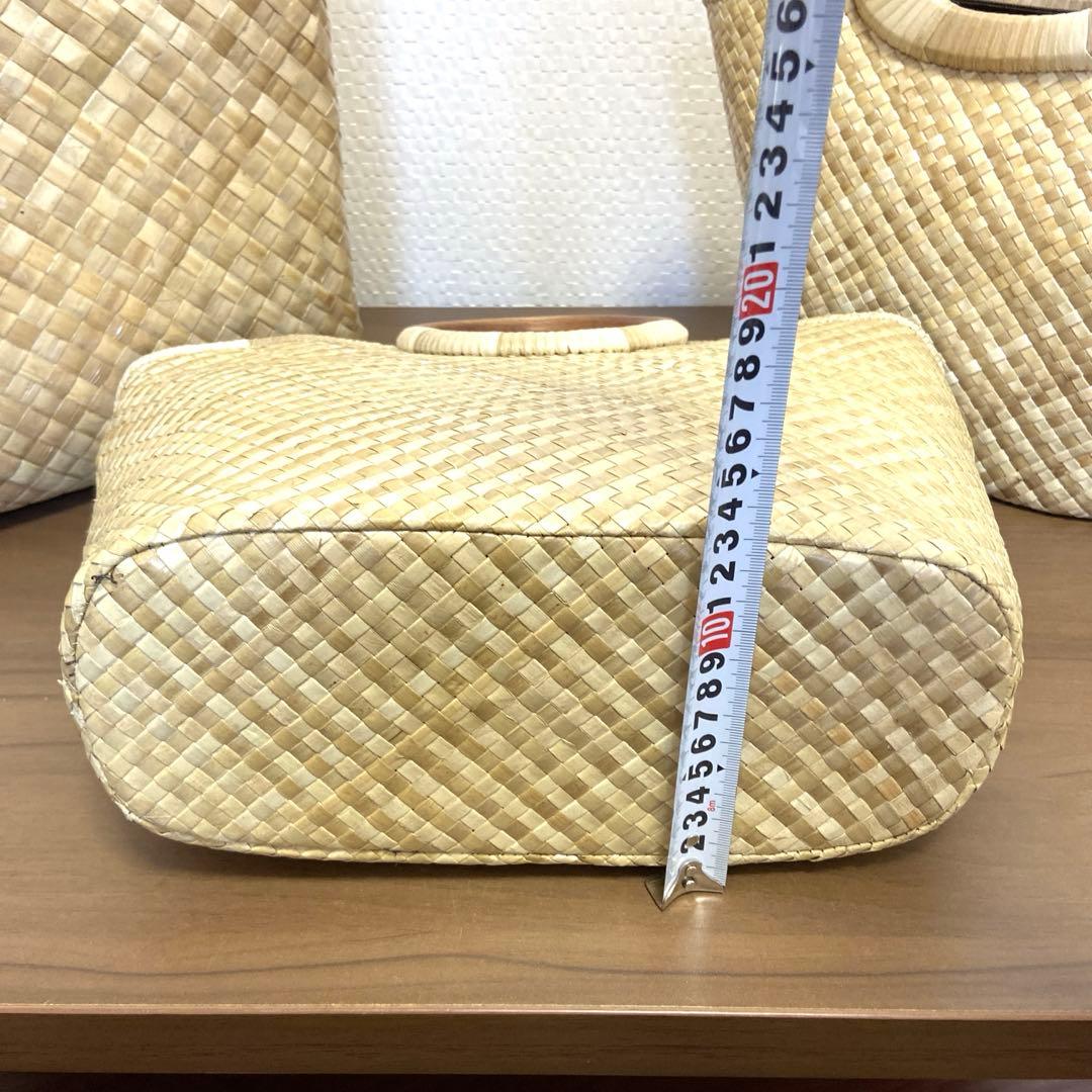 新品ハワイから到着したて　ラウハラバッグ　人気ウッドサークル持ち手ラウハラトート