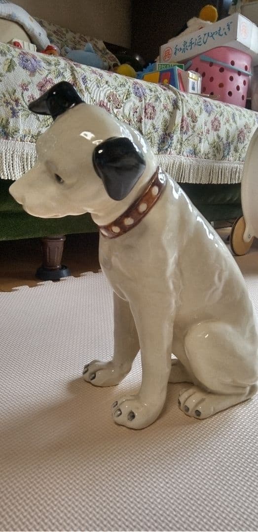 みーちゃんです。Victor ビクター 犬 ニッパー大き 陶器製 当時置物